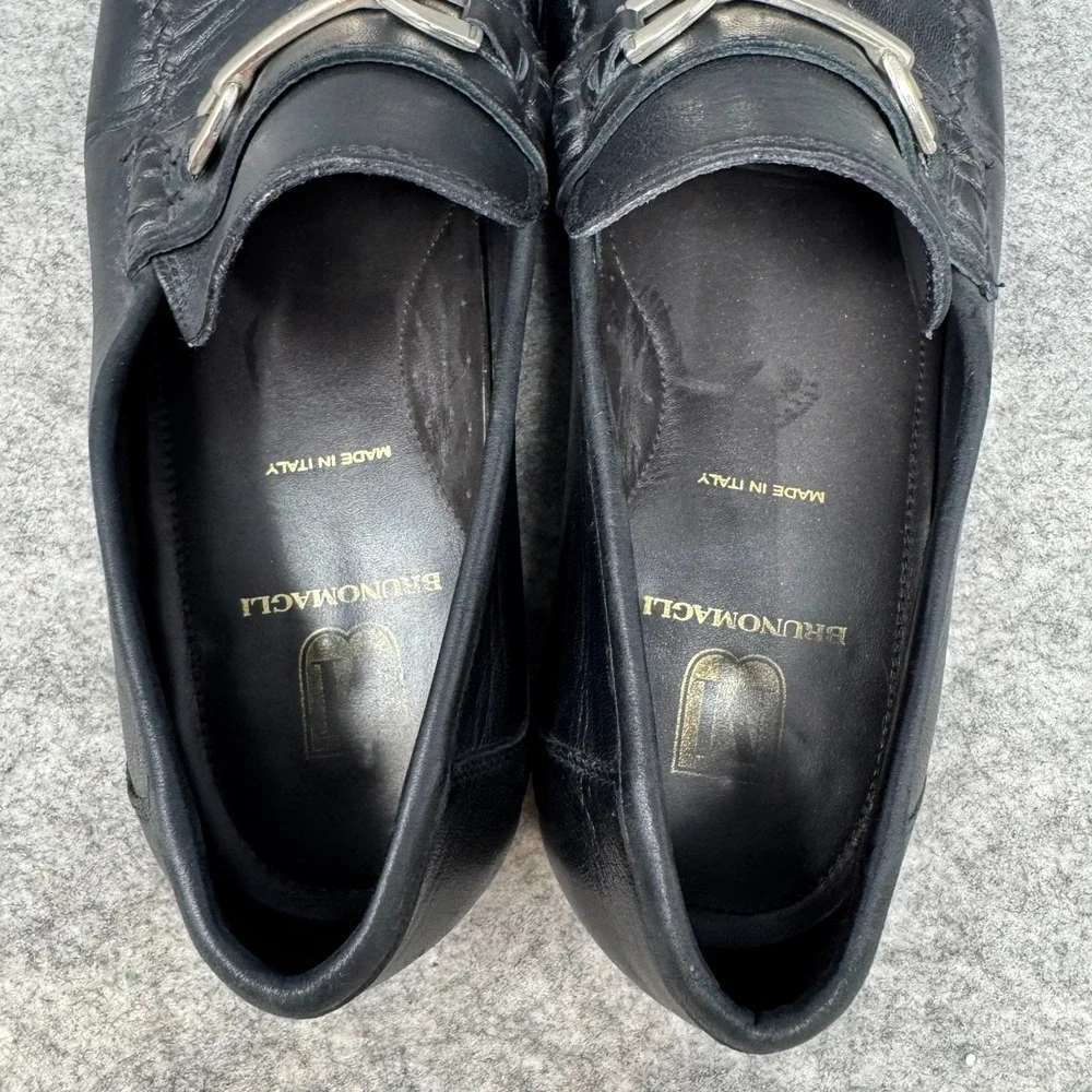 Bruno Magli Mens Black Leather Horse-Bit Slip On Loafer‎ Dress Shoe Sz 9 M ITALY